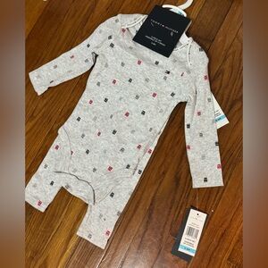 Tommy Hilfiger Baby Gray Patterned Onesie